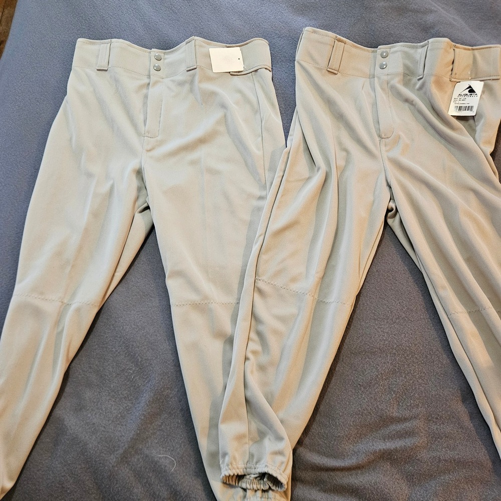 Augusta Sportswear Mens Baseball Pants Silver Grey Adult Large NWT 2‎ pairs